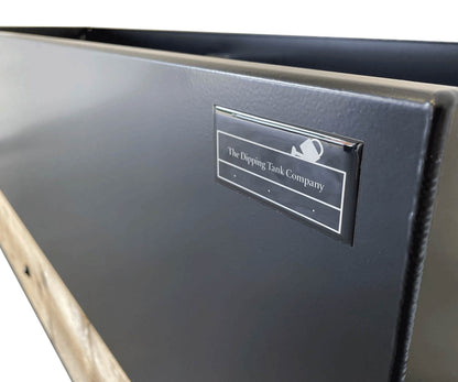 The dipping tank company logo close up on a 1.5m dipping tank